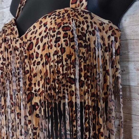 2 PC Leopard Print Fringe High Waist Bikini Set 14 - Picture 6 of 11
